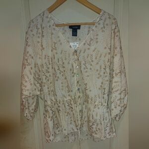 Karen Kane Women's Cream 3/4 Sleeve Blouse Size - XL
